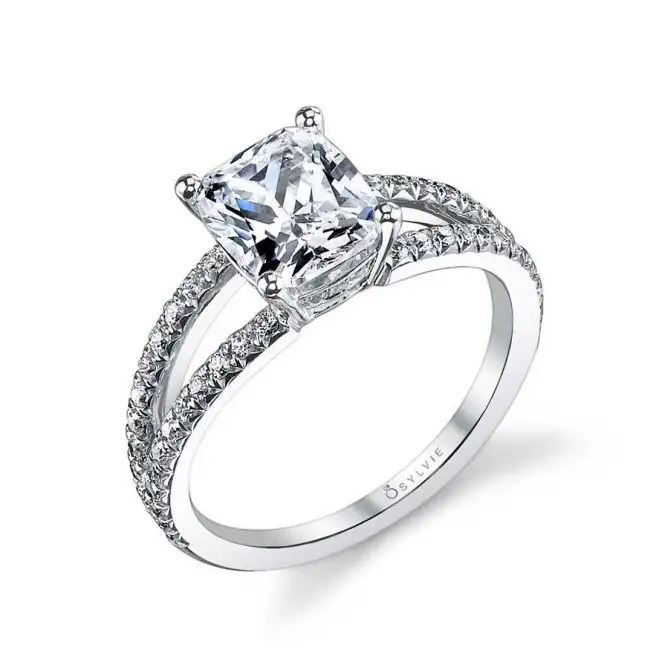 14Kt White Gold Split Shank Engagement Ring With 0.37ct Natural Center  Diamond – Lasker Jewelers