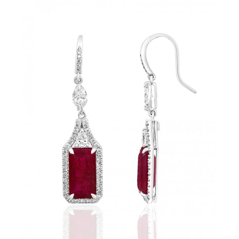 Suzanne Kalan Rose Gold, Diamond and Ruby Fireworkds Stud Earrings |  Harrods UK