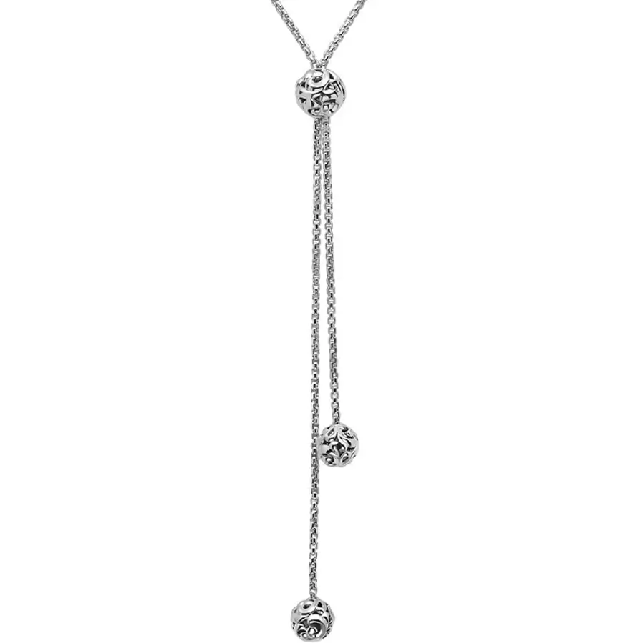 Sterling Silver Lariat Necklace, Sliding Bead Drop Shape Necklace, Dai–  annikabella