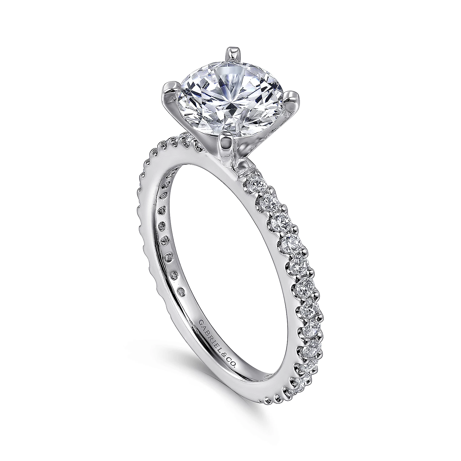 Gabriel & Co 14K White Gold Round Diamond Engagement Ring