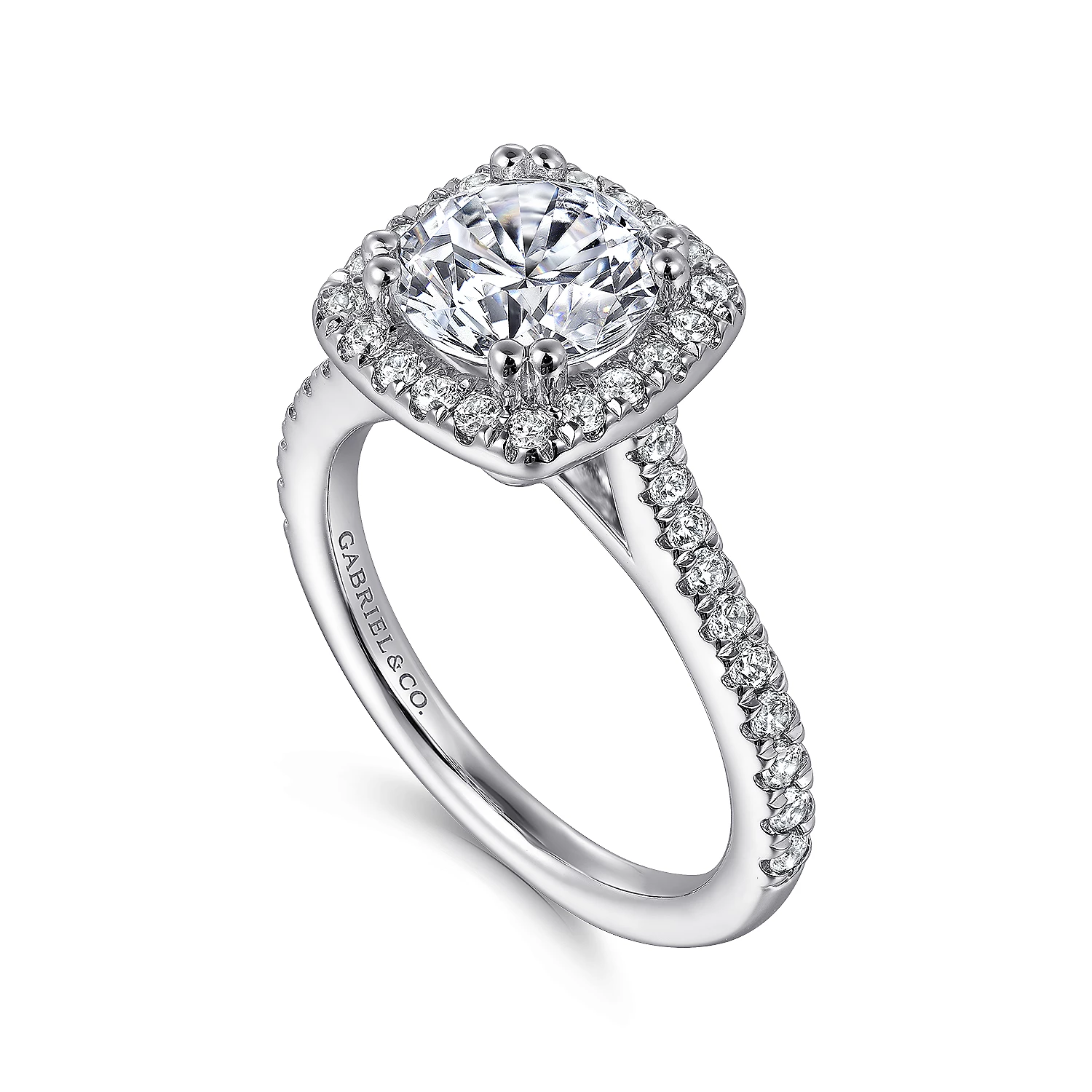 Michaela 14K White Gold Round Halo Diamond Engagement Ring