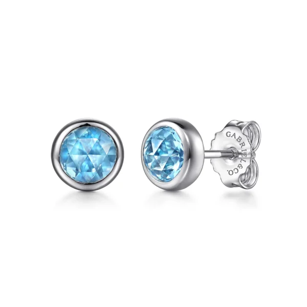 925 Sterling Silver Blue Topaz Stud Earrings