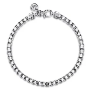 925 Sterling Silver Solid Men's Box Chain Bracelet 4mm