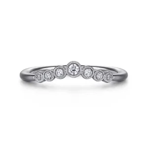 Curved 14k White Gold Diamond Anniversary Band - 0.1 ct
