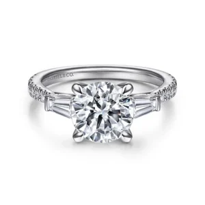 Tierra - 14k White Gold Round 3-Stone Diamond Channel Set Engagement Ring